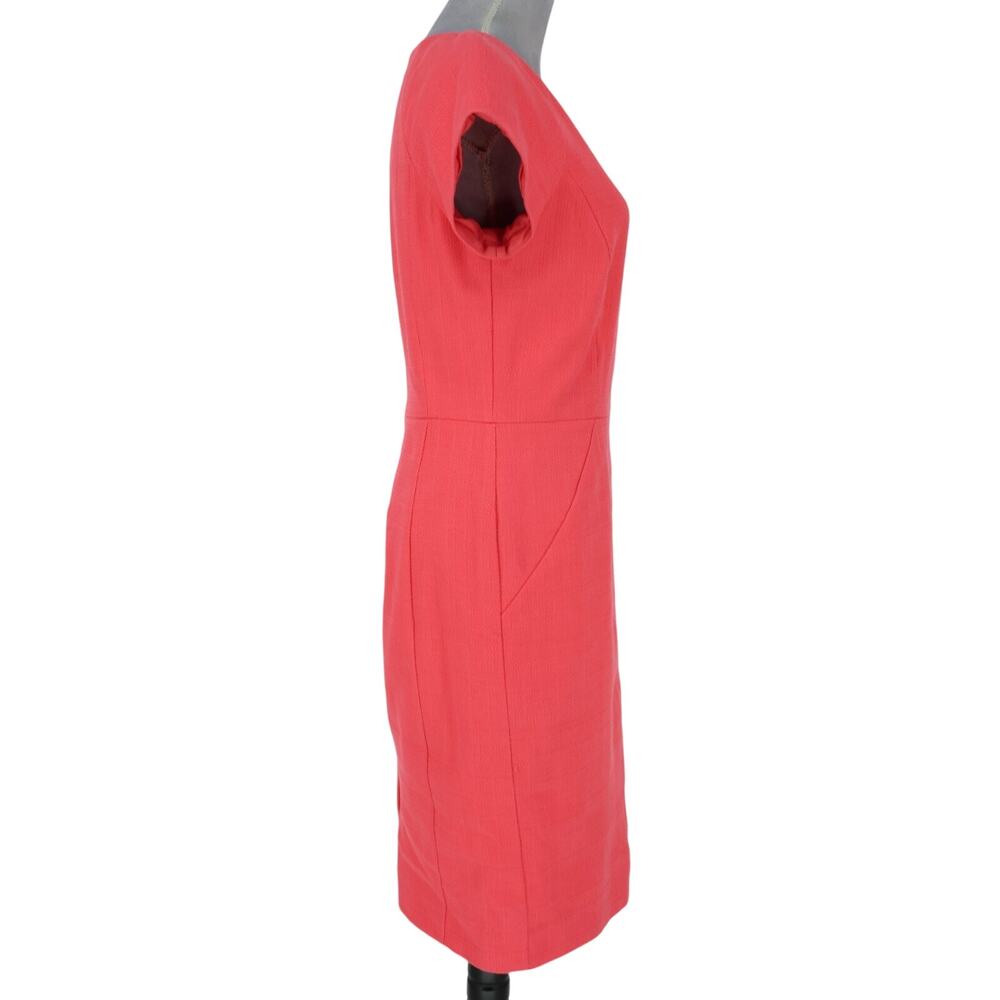 J Crew Dress Womens 6 Salmon Pink Woven Sheath Back Zip Lined Fitted Career - Picture 5 of 14